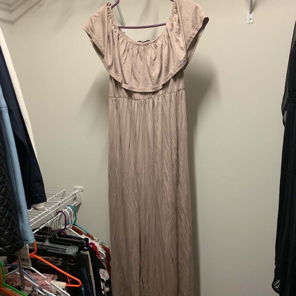 COPY - Tan off shoulder or on shoulder maxi dress